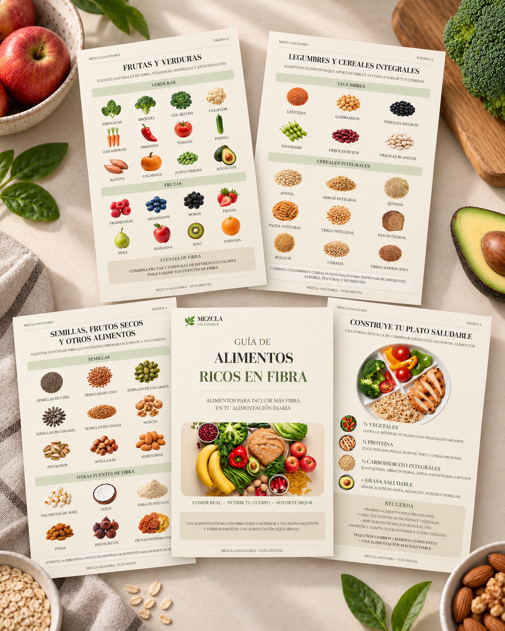 Guía de Alimentos Ricos en Fibra | Fuentes de Fibra y Plato Saludable