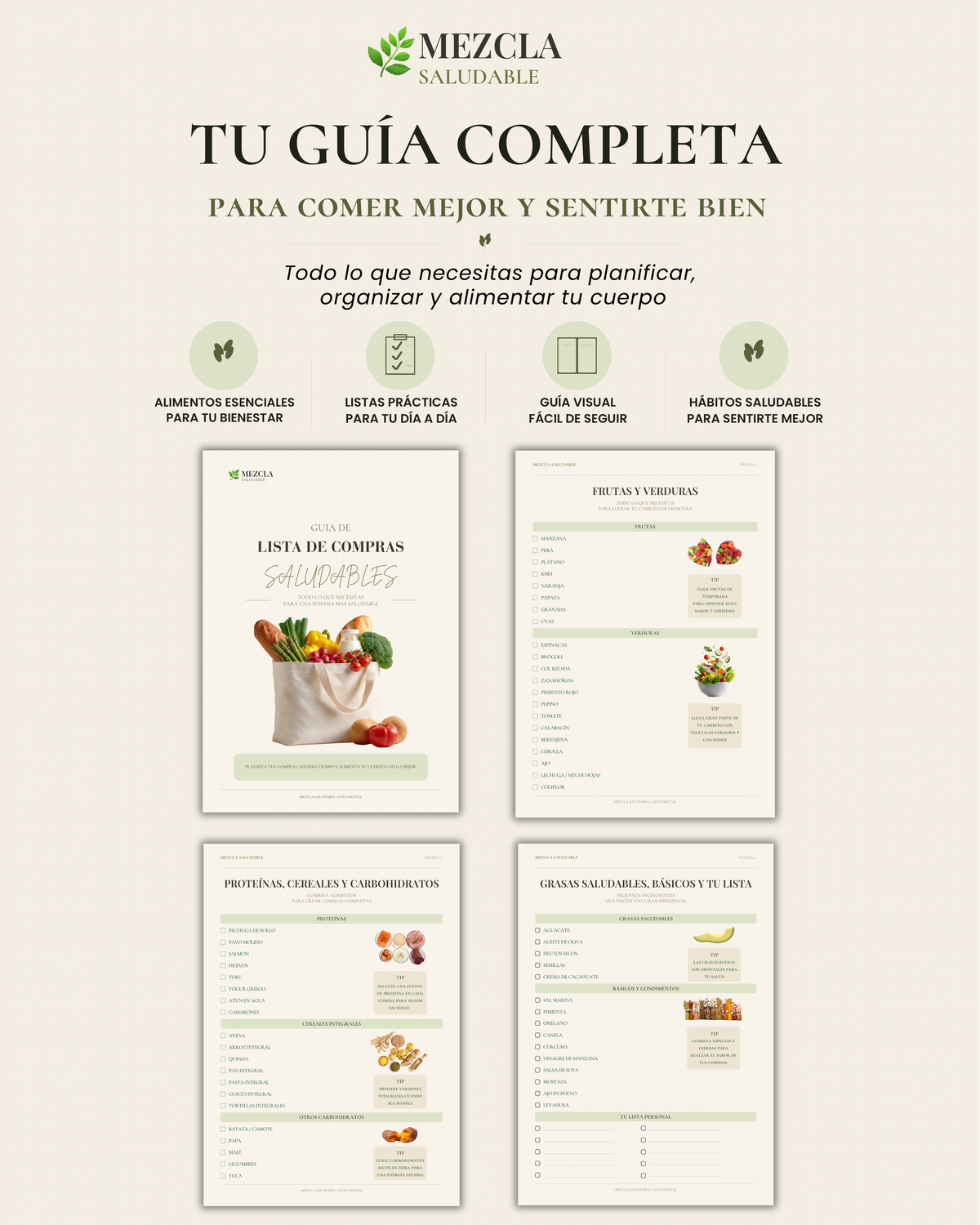 Guía de Alimentos Saludables | Lista de Compras y Planificación Semanal